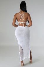 White Shredded skirt set