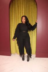 Black sweater fringe set