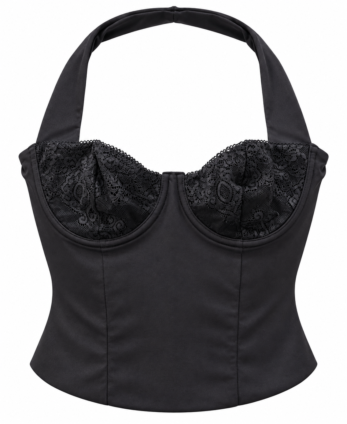 Jersey lace halter top
