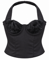 Jersey lace halter top