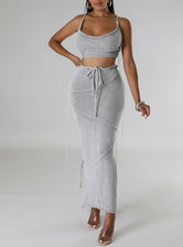 Gray Shredded skirt set ll