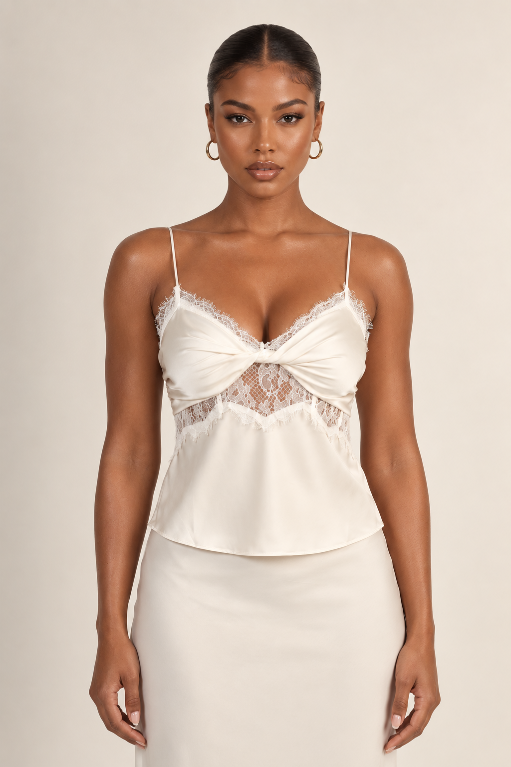 Satin lace camisole Ivory