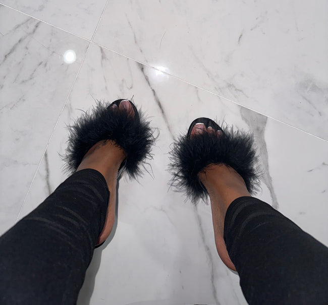Fur clear heels