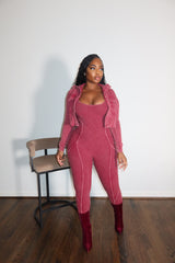 Wine jumpsuit set