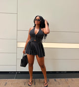 Black vest skirt set