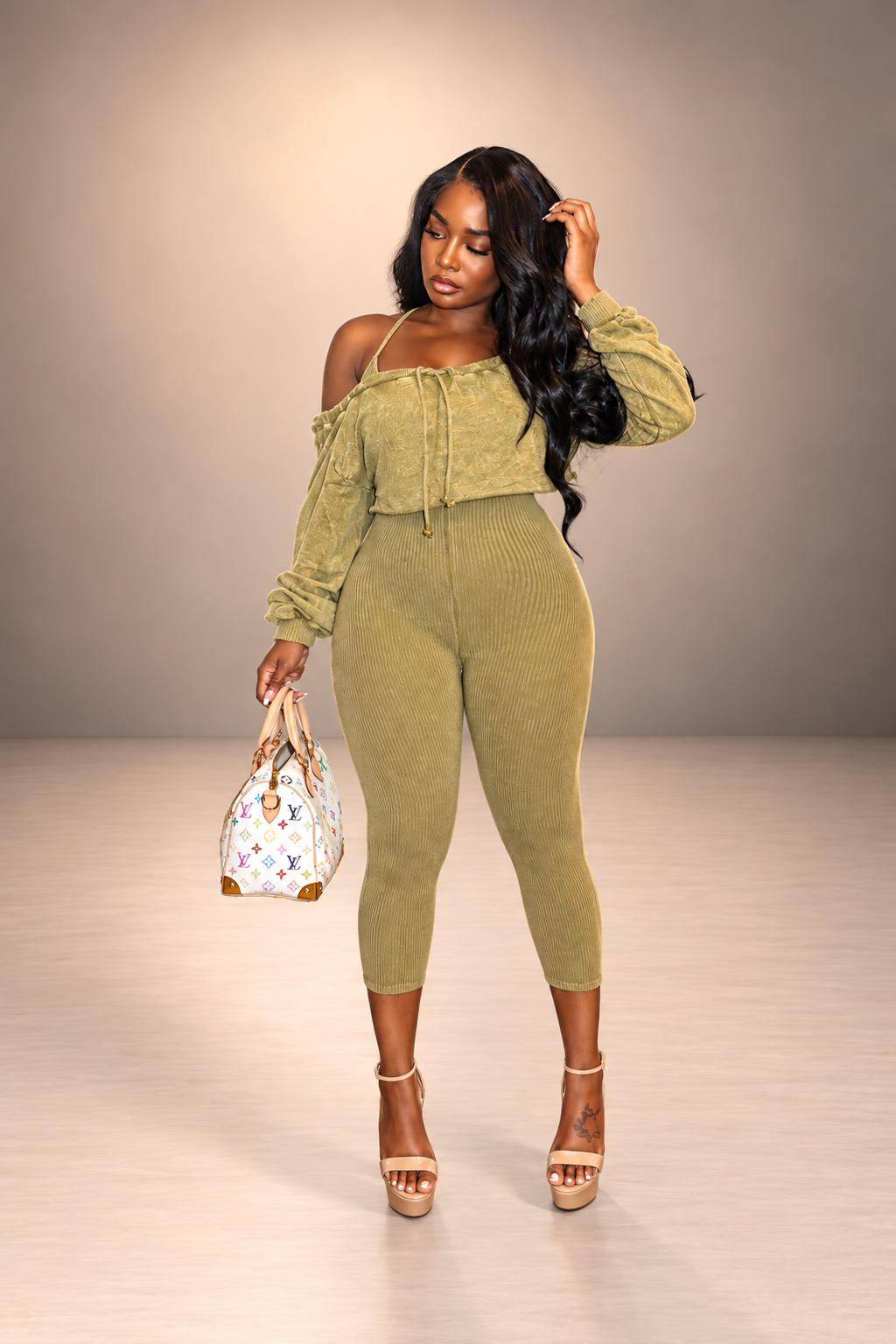 Olive romper set