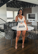 Stripe knit skirt set