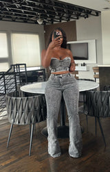 Charcoal bell pant set