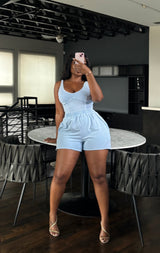 Ice blue bodysuit short set
