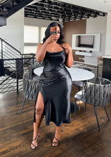 Black Shine Slip Dress