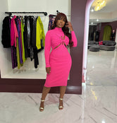 Pink Twisted turtle neck dress