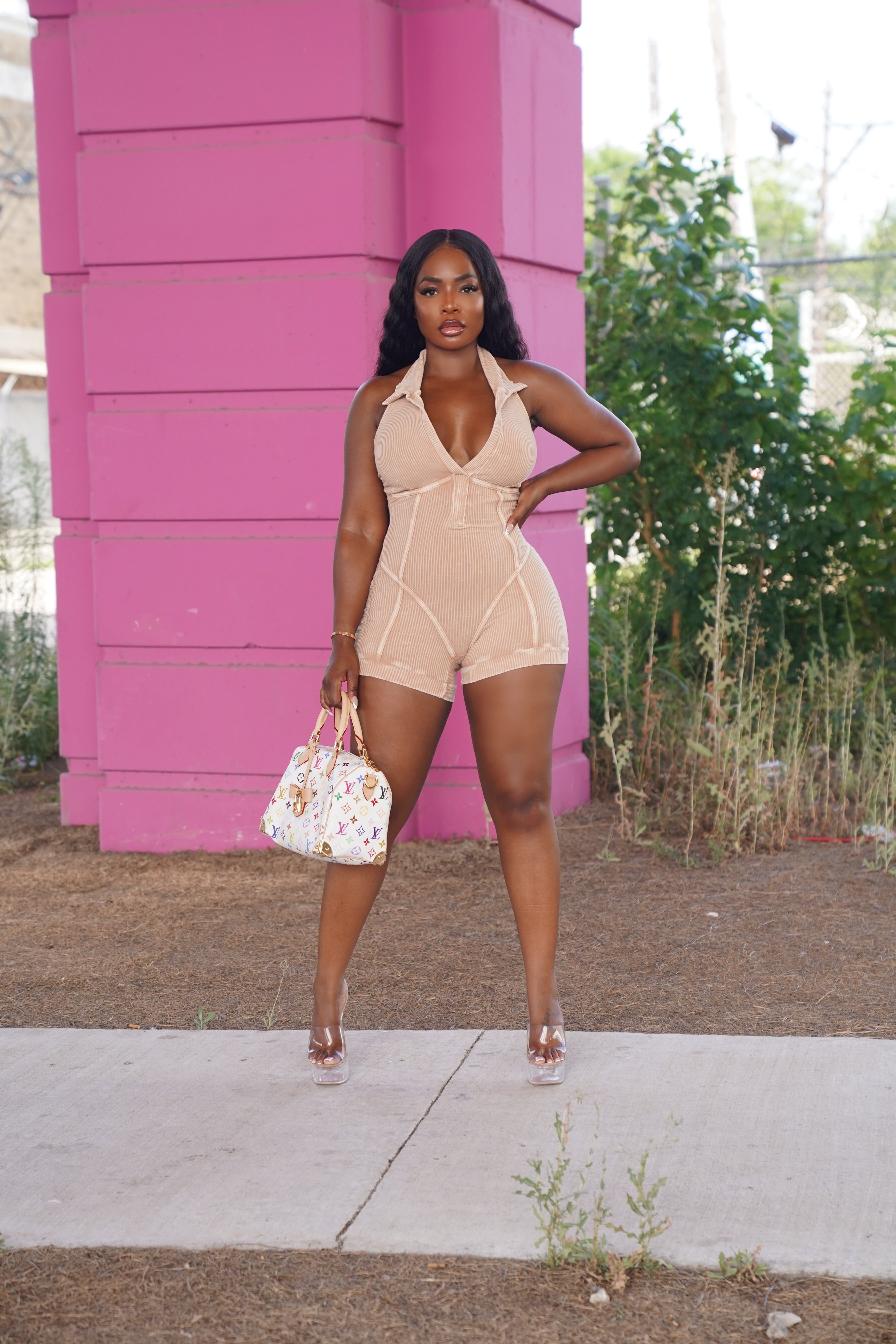 Tan outline romper