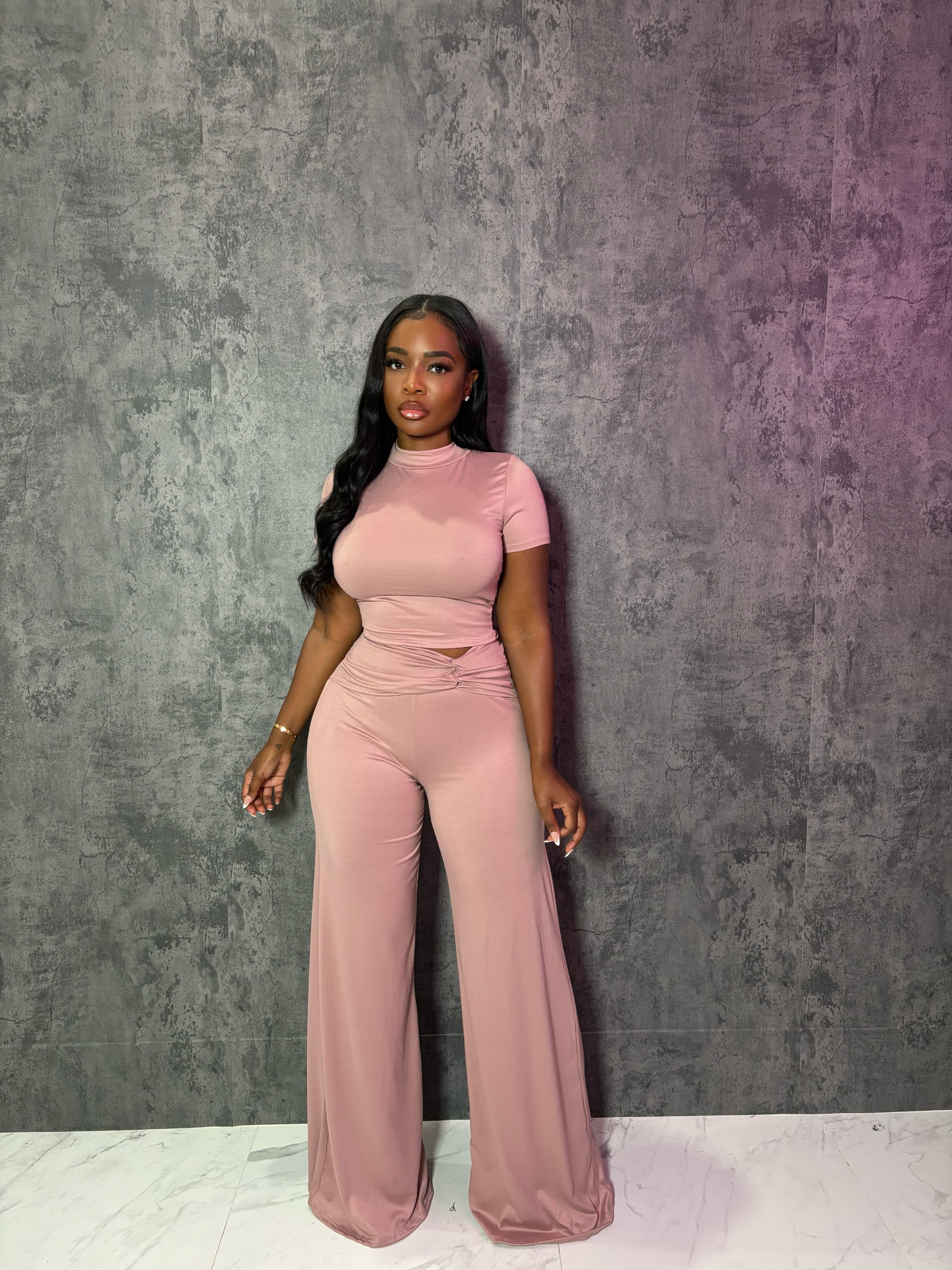 Mauve Flowy Pant Set