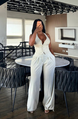 Khaki vest pant set