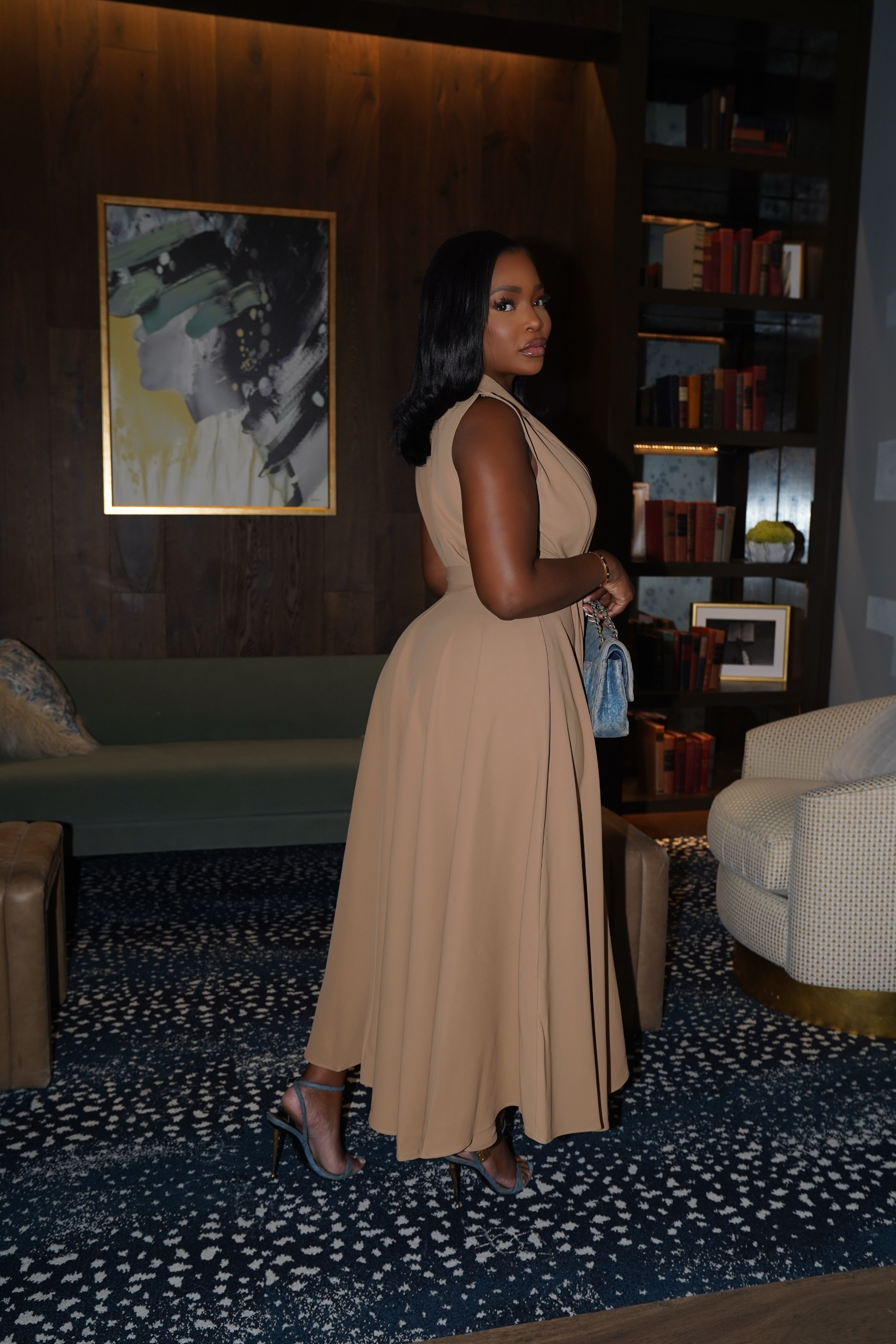 Khaki wrap dress