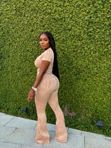 Tan Wavy Pant Set