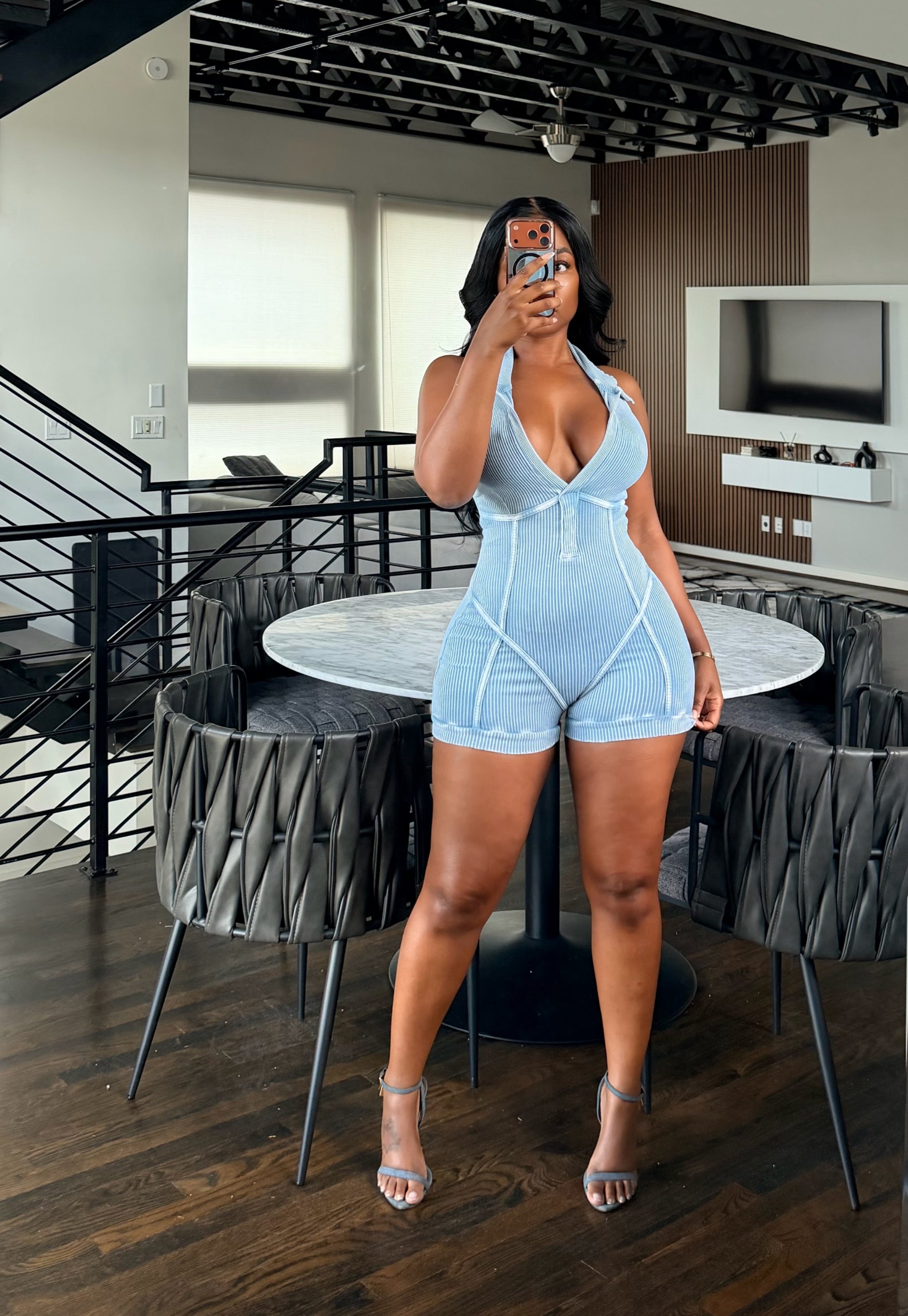Blue outline romper