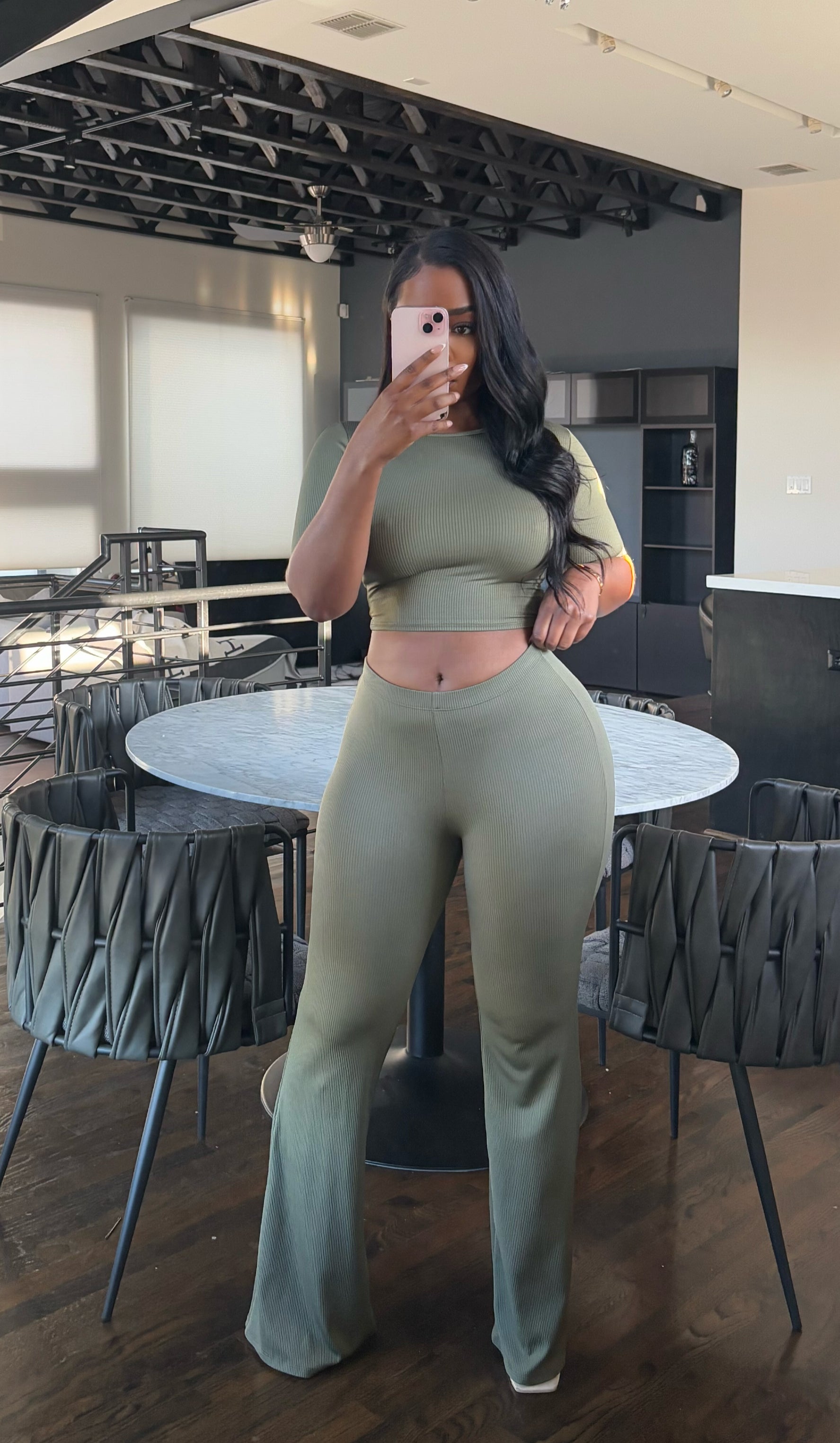 Olive boot pant set ll