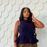 Navy peplum top