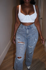 Sparkle detail denim
