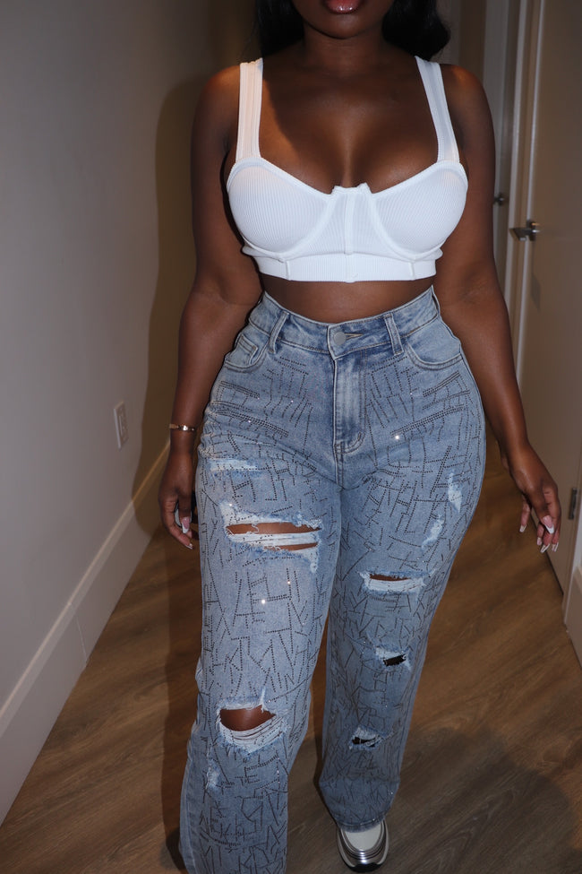 Sparkle detail denim