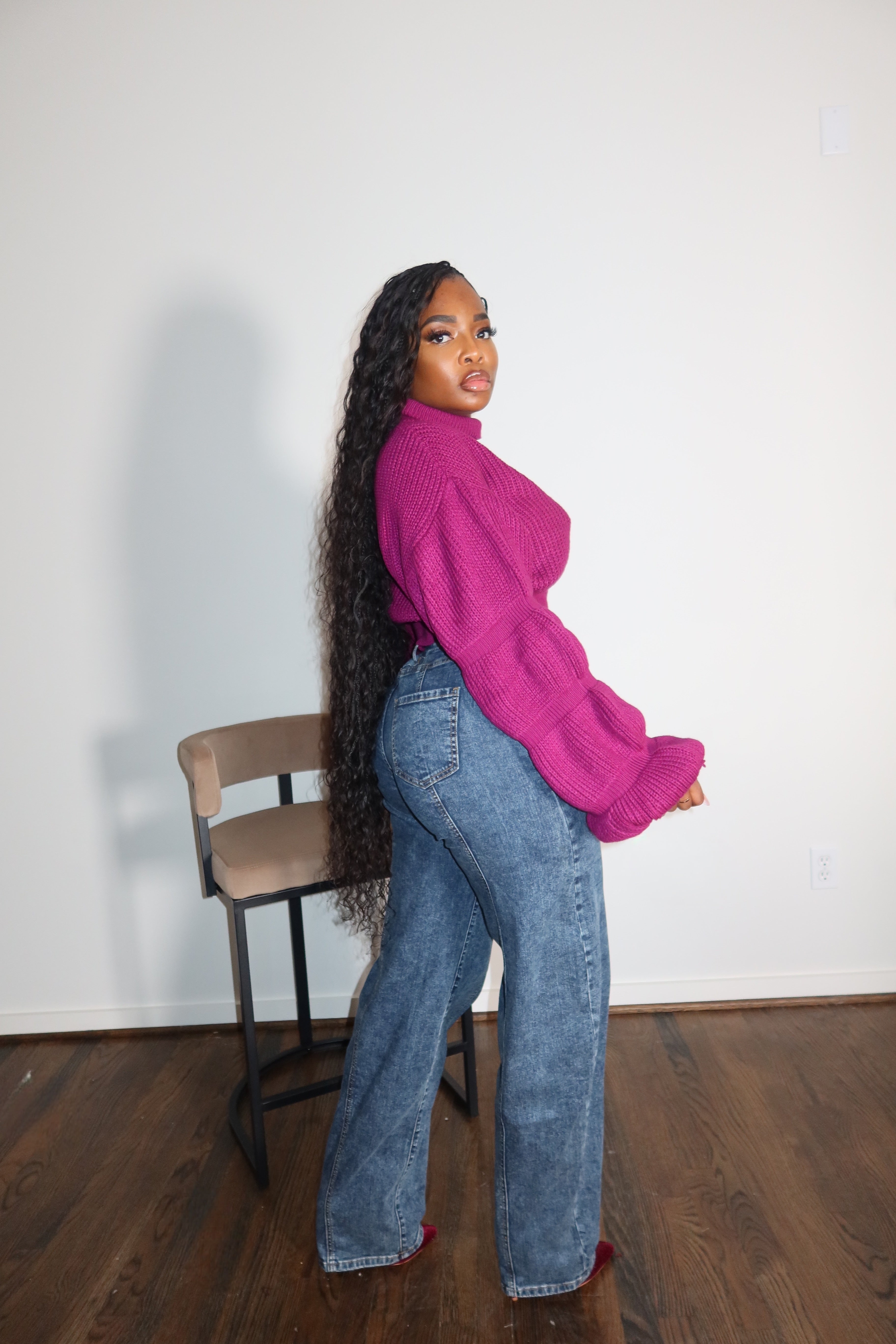 Deep purple bubble sweater