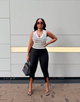 Stripe sleeveless polo