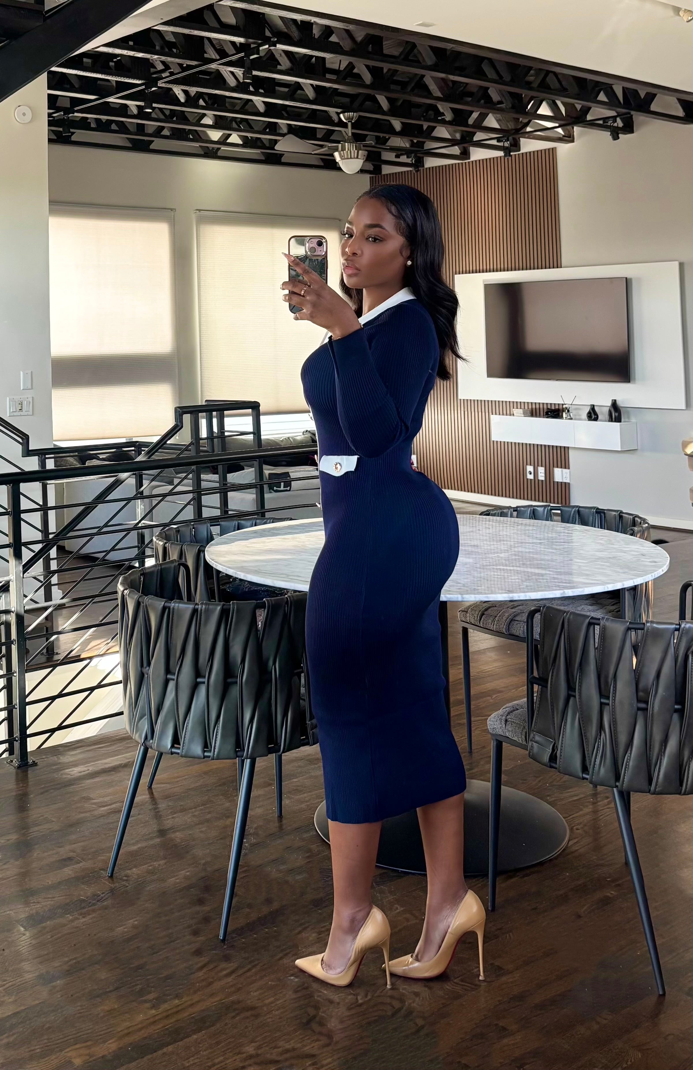 Navy Prestige Knit Dress