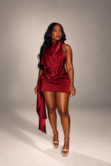 Wine Drape mini dress