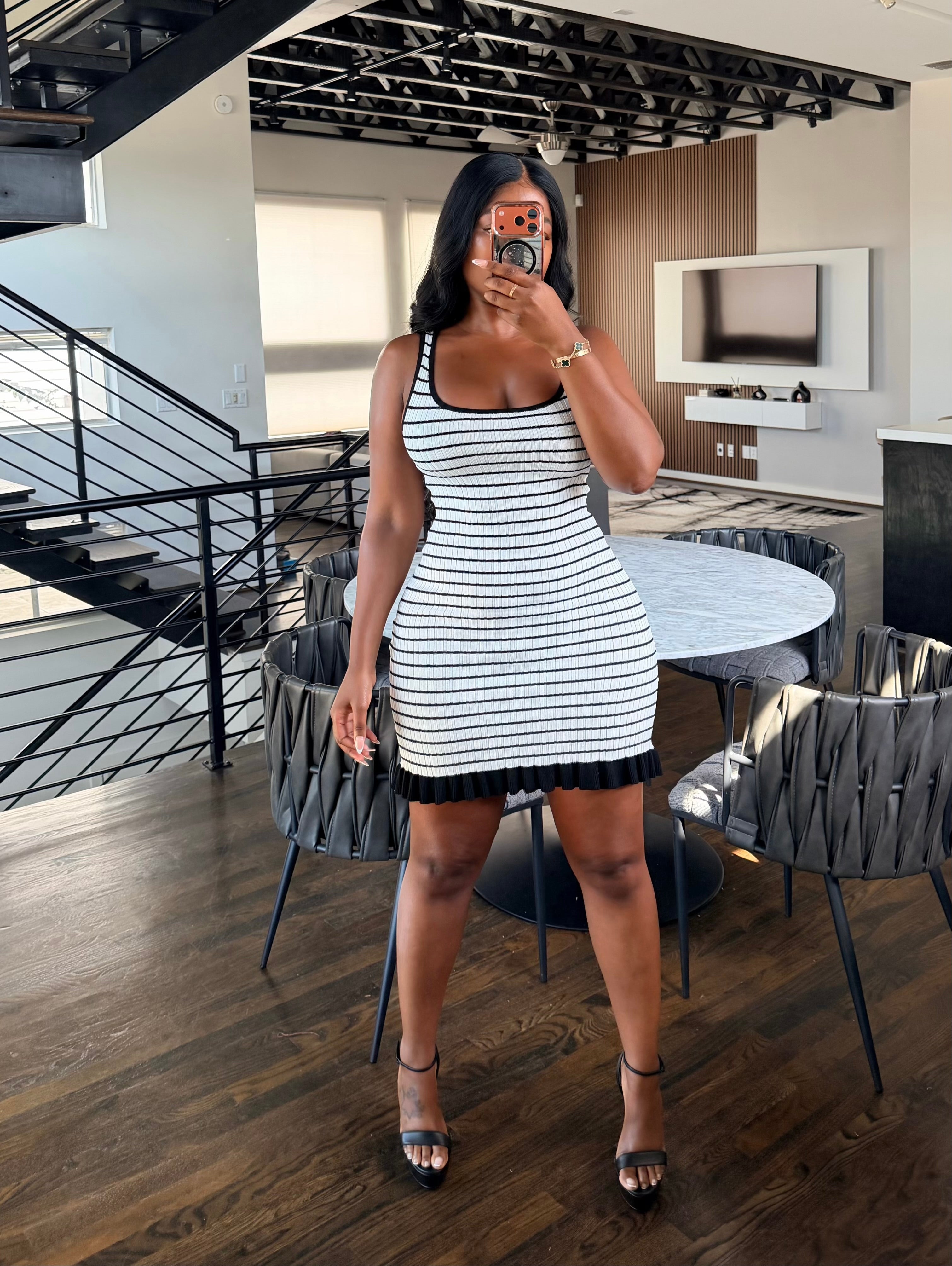 Stripe ruffle mini
