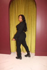 Black sweater fringe set