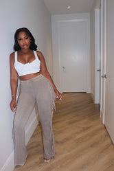Taupe fringe pants