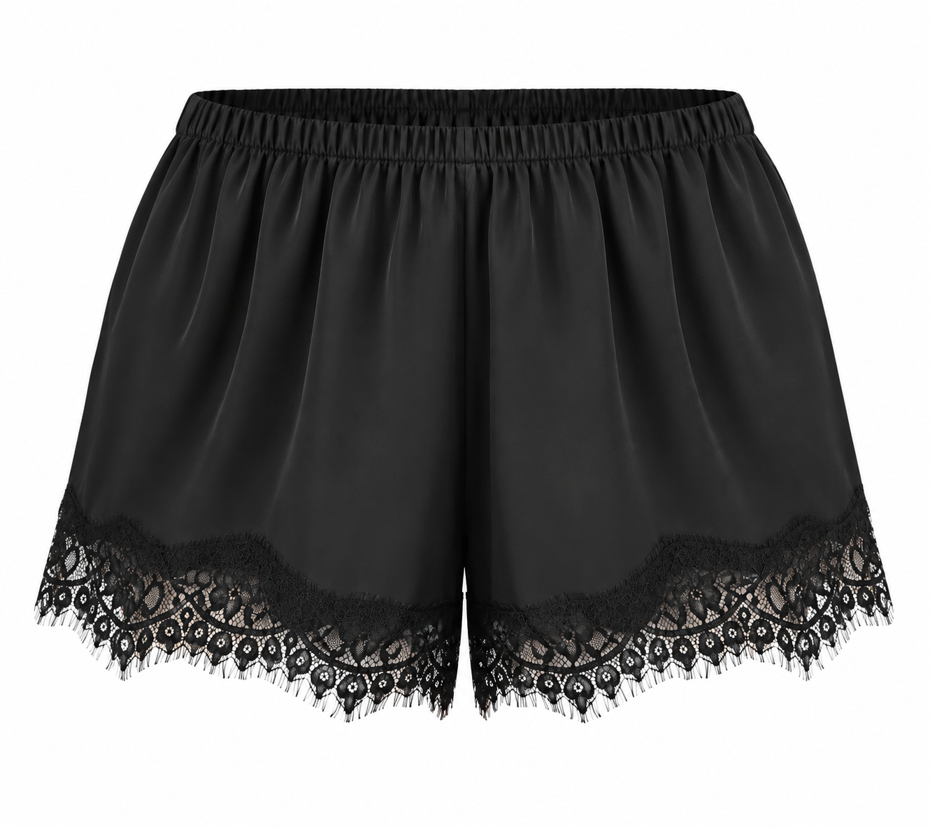 Black Satin Lace Shorts