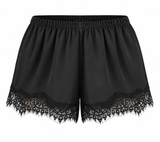 Black Satin Lace Shorts