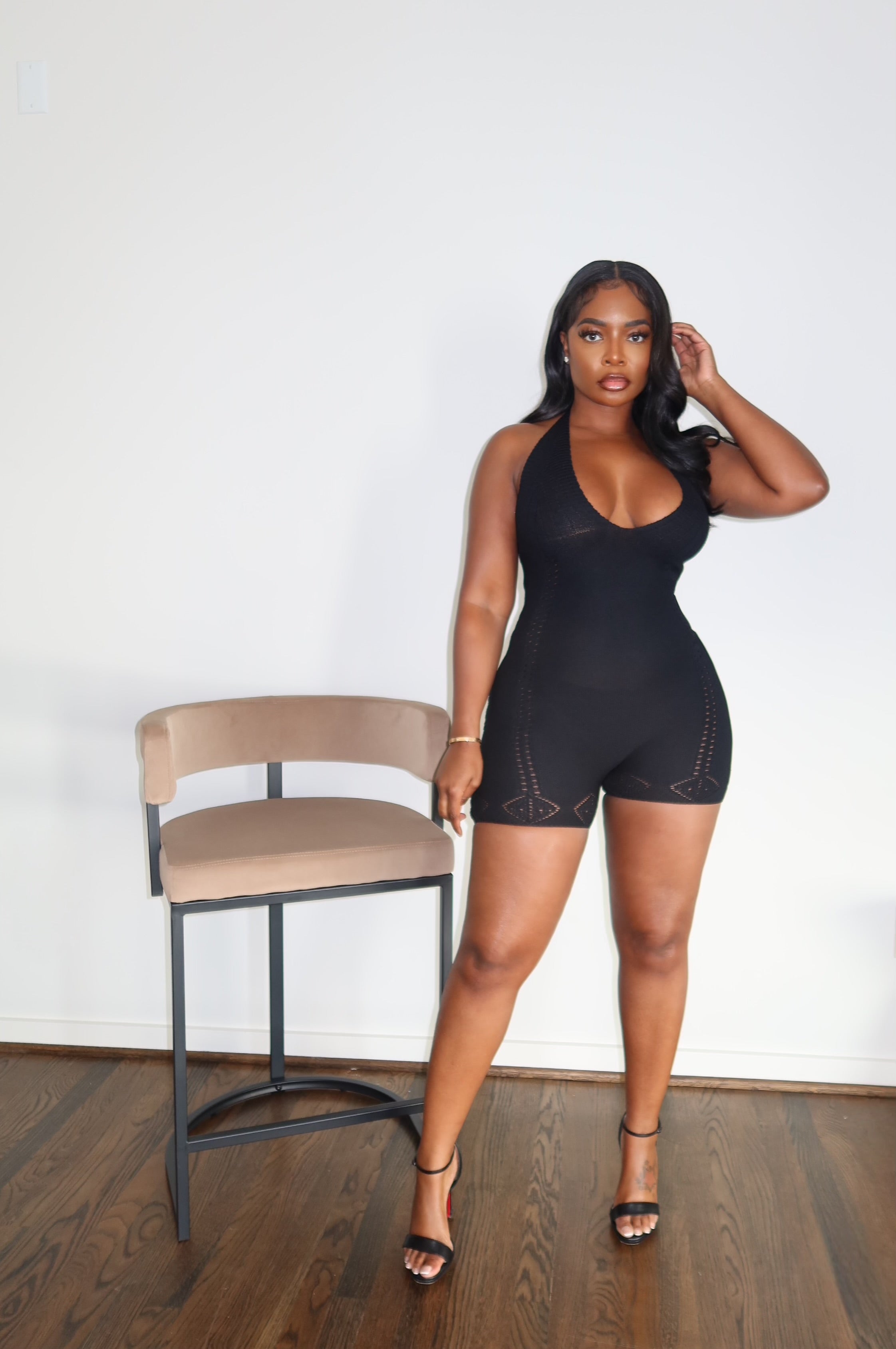 Black Knit Romper