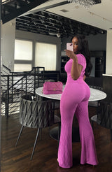 Textured magenta pant set