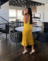 Golden knit dress