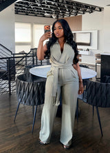 Sage wrap jumpsuit