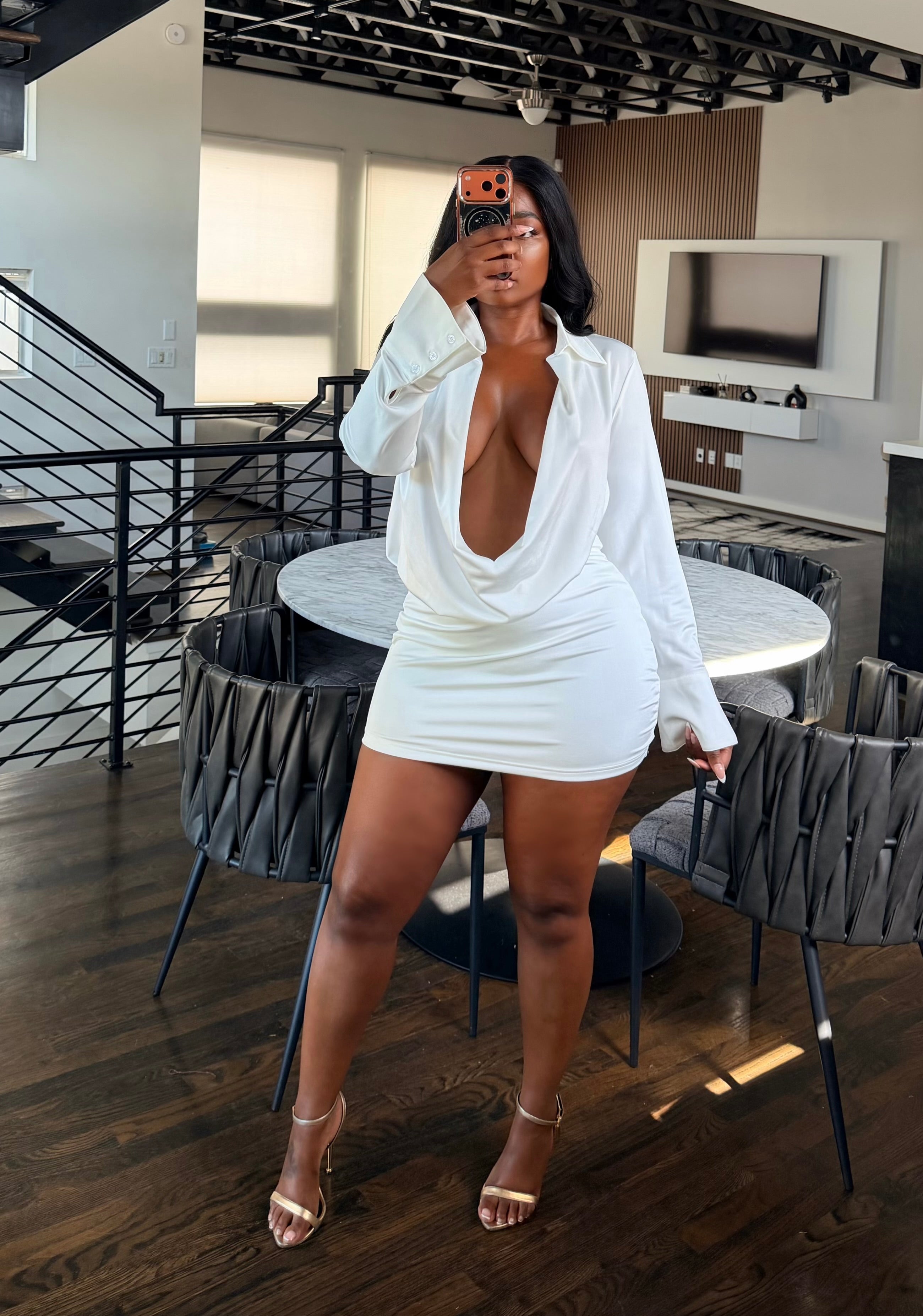 White collar mini dress