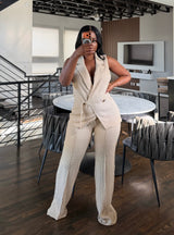 Taupe textured pant set