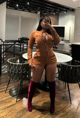 Brown Sade Short set