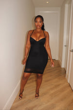 Black sculpt sheer dress