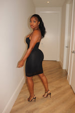 Black sculpt sheer dress