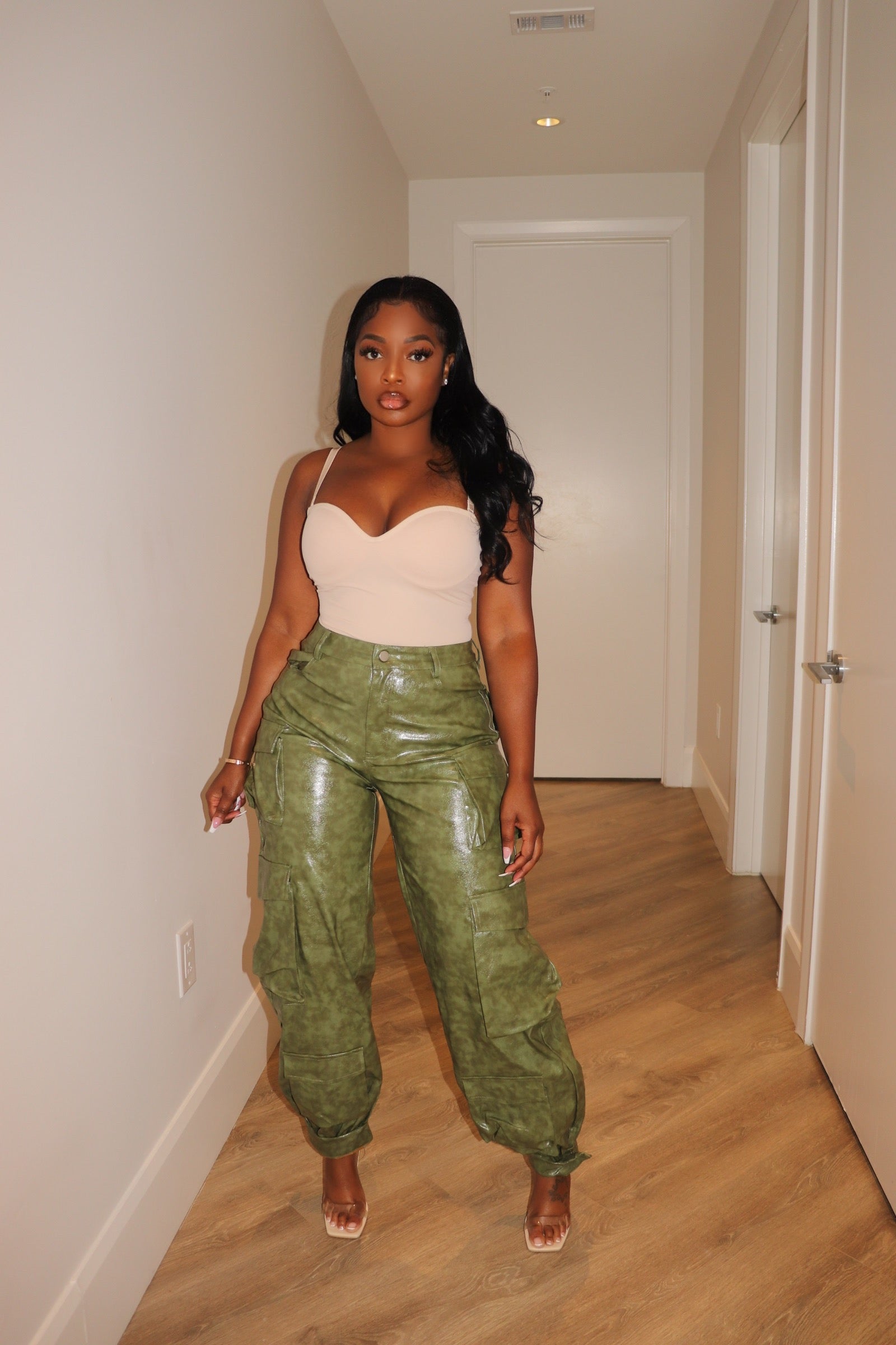 Green leather cargos