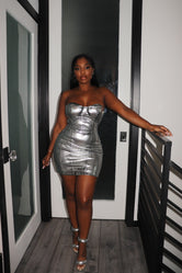 Painted on Metallic tube dress