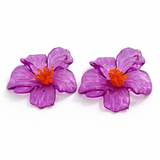 Purple flower earrings