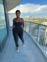 Black Washed Bodysuit Jogger set