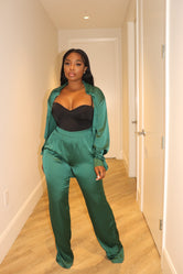 Hunter Green satin set