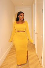 Mustard cargo skirt set