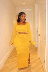 Mustard cargo skirt set